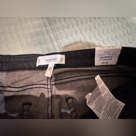 Mango brand distressed light black skinny cropped raw hem jeans. Size 8. NWT - Picture 11 of 16